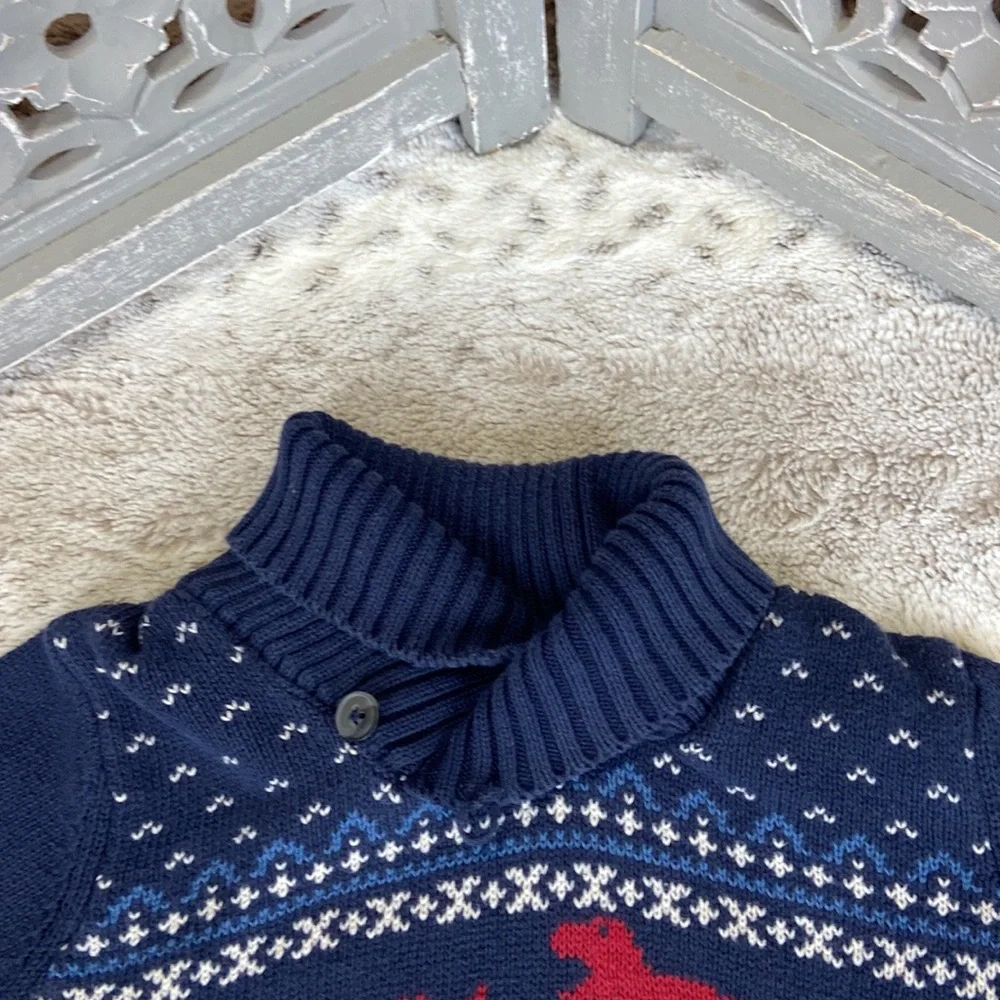 The Children’s Place knit sweater boys size 3T preppy stripes dinosaurs winter